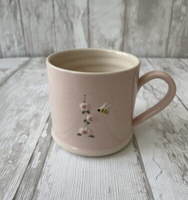 Mug Hollyhock and Bee - Pink