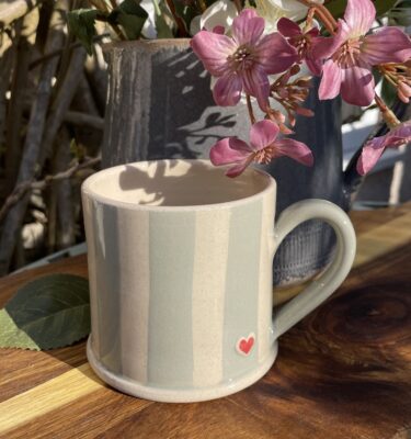Mug Heart - Eau de Nil Stripe