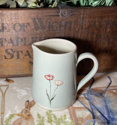 Medium Jug Poppies - Eau de Nil