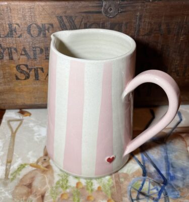 Large Jug Heart - Pink Stripe